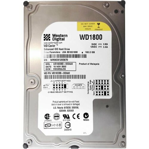 Жесткий диск Western Digital WD1800BB 180Gb 7200 IDE 3.5 HDD жесткий диск western digital wd1600avjb 160gb 7200 ide 3 5 hdd