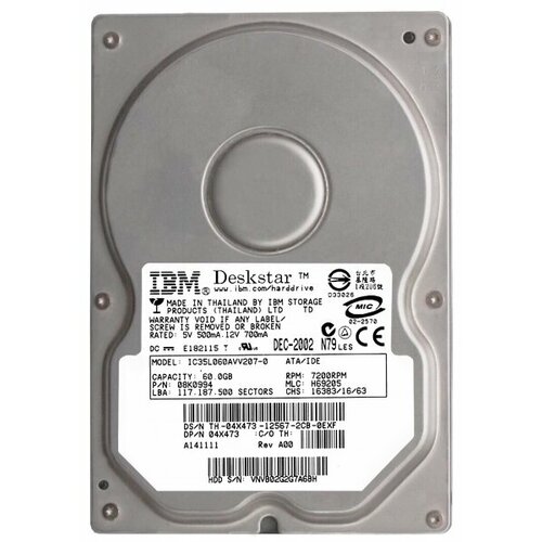 Жесткий диск Dell 08K0994 60Gb IDE 3,5 HDD жесткий диск 60gb smartbuy s11 sb060gb 25sat3
