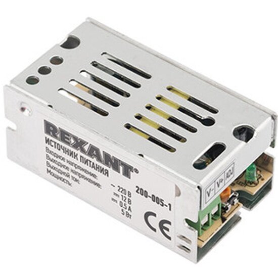 Источник питания Rexant 110-220 V AC/12 V DC 0,5 A 5 W с разъемами под винт, без влагозащиты (IP23) - фото №1