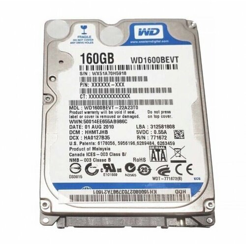 Жесткий Диск Western Digital WD1600BEVT 160Gb SATAII 2,5