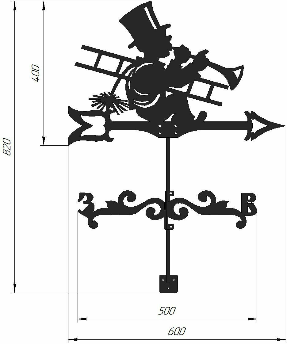 Флюгер на крышу, декор для дома, дачи FLUGER "Трубочист" 2.0 большой, 600х900мм - фотография № 2