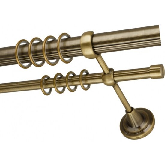 Карниз металлический двухрядный Arco Doro DDA диаметр 28/16мм золото антик составной 320 см