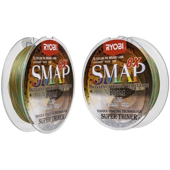 Плетенка Ryobi Reels RYOBI SMAP PE8X-100M 0,26мм 15.8 кг, мультиколор