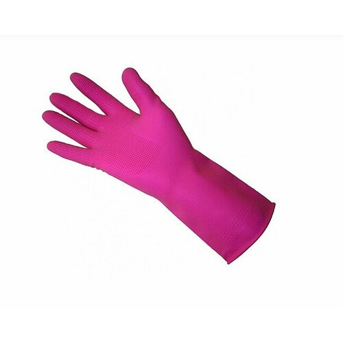 Резиновые суперпрочные перчатки с хлопковым напылением MERIDA, розовые, размер L