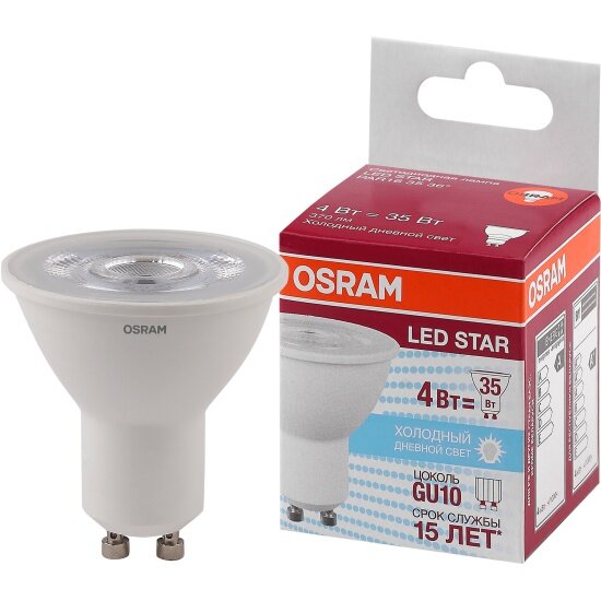 Светодиодная лампа Ledvance-osram OSRAM LS PAR16 3536 4 W/865 (=35W) 230V GU10 370lm 36° 15000h