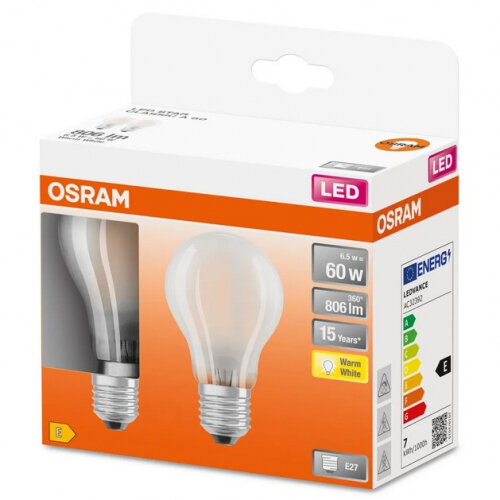Светодиодная лампа Ledvance osram OSRAM LEDSCLA60 7W 827 230VGLFR E27 2700 К Экопак1X2