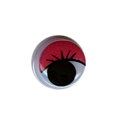 Глаз круглый "HobbyBe" MER-15 с бегающим зрачком d 15 мм красный