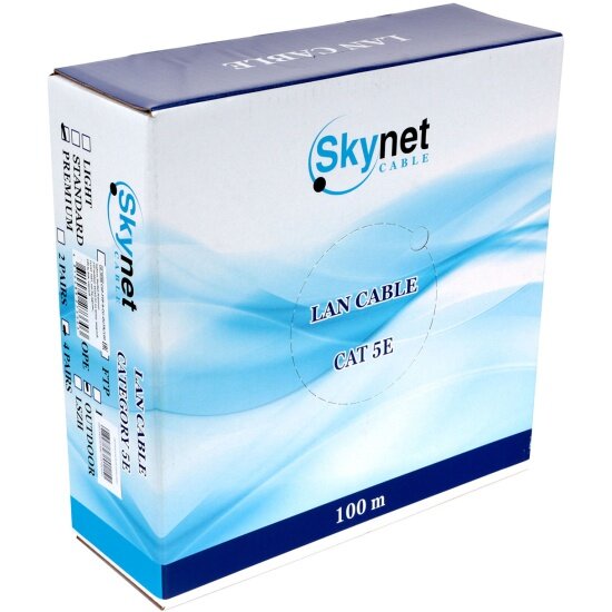Кабель Skynet Premium FTP outdoor 4x2x0,51 на тросу, медный, FLUKE TEST, кат.5e, однож, 100 м, box — фото 1