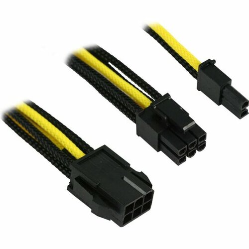 Переходник Nanoxia 6-pin PCI-E в 8-pin (6+2), 30см, black/yellow NXP683ESG удлинитель nanoxia 6 pin pci e 30см зеленый белый черный nx6pv3egws