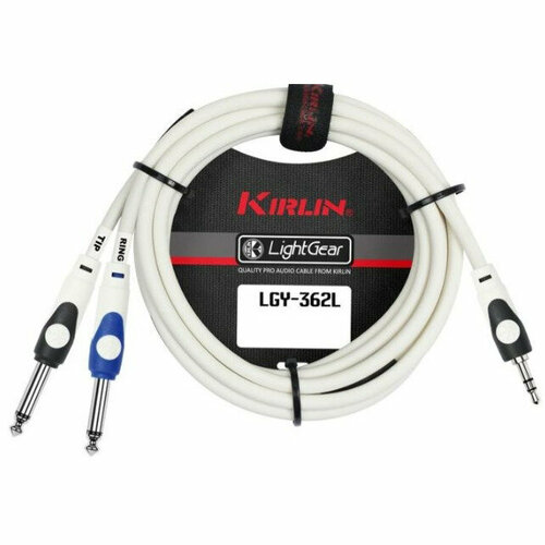 Кабель аудио 1xMini Jack - 2xJack Kirlin LGY-362L 2M WH