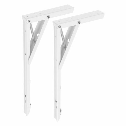Кронштейн складной для столов и полок , F001 , 2 шт, длина 300 мм, сталь, цвет белый 97039