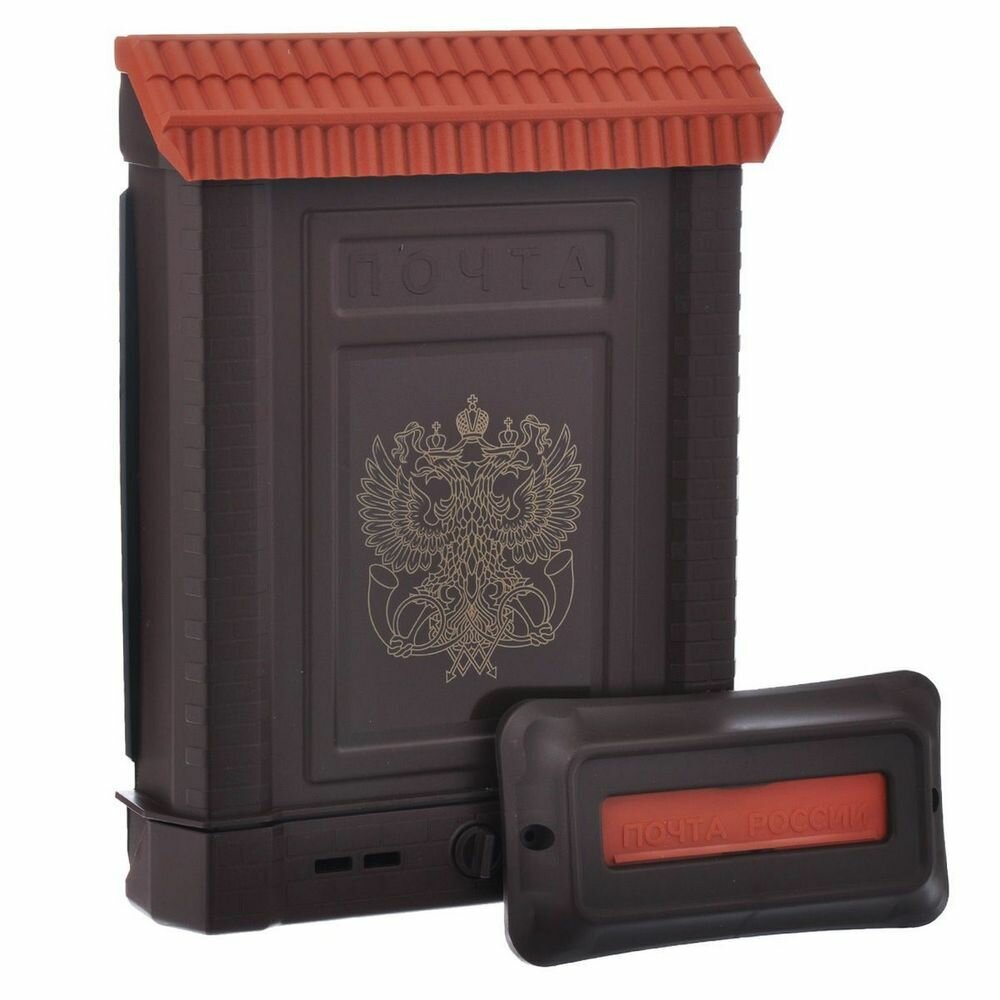 Ящик почтовый премиум внутренний с накладкой корич. герб