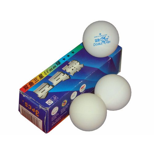 фото Мячи настольный теннис double fish 3* бесшовные цвет белый, в упаковке 3 штуки