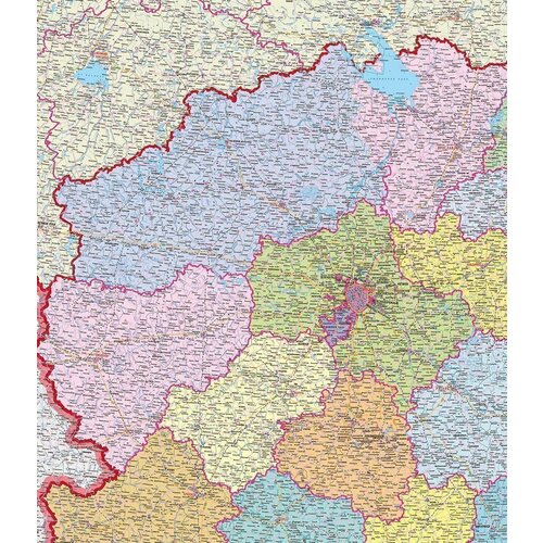Карта административная Москвы и прилегающих областей (Тверская, Тульская), 150 х 130 см карта московская область административная кн 32