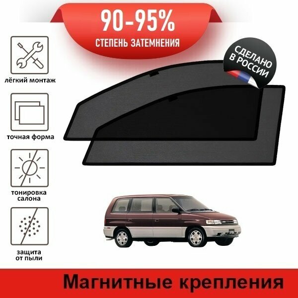 Каркасные шторки LATONIK PREMIUM на Mazda MPV 1 (1990-1995) на передние двери на магнитах с затемнением 90-95%