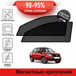 Каркасные шторки LATONIK PREMIUM на LADA Гранта седан (2018-н. в) на передние двери на магнитах с затемнением 90-95% - изображение