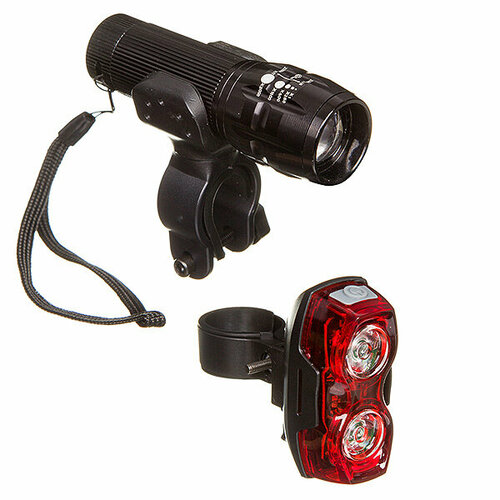 Stinger Комплект фонарей STG FL-1203, цвет Черный фонари велосипедные stg передний fl1203 белый корпус 3хааа задний tl 5424 красный