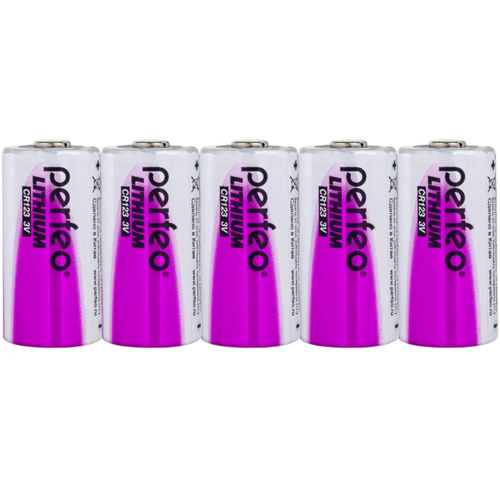 батарейки perfeo cr123 lithium литиевые цилиндрические 5шт 3v Батарейка Perfeo CR123/5SH Lithium, упаковка 5 шт.