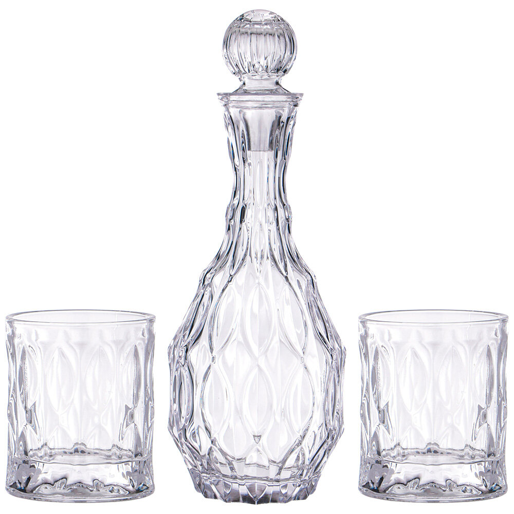 Набор для виски 3 предмета Alegre Glass штоф 12x36см/1400мл, стаканы 8х9.7см/300мл, стекло