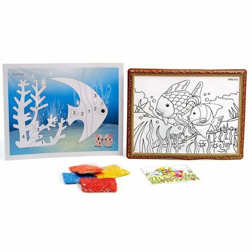 Набор для творчества аппликация EVA крошкой и раскраска - наклейки Подводный мир 370₽
