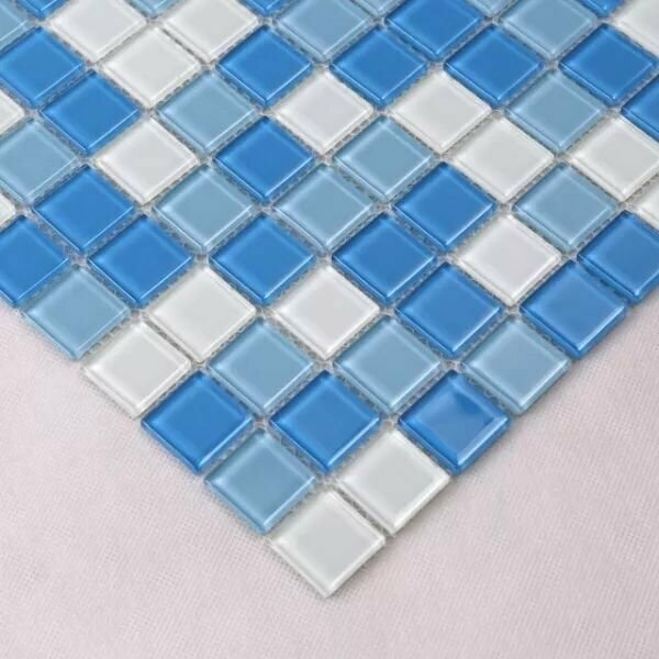 Мозаика Tessare 30,5х30,5х0,4см стекло бело-голубой шт(HJM04) - фотография № 3