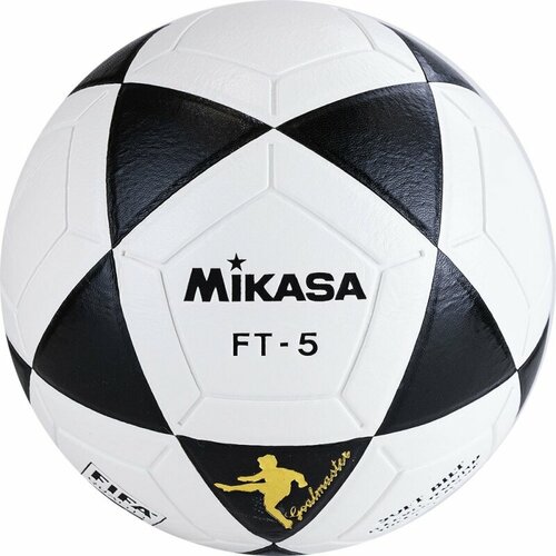 Мяч для футбола MIKASA FT5 FQ-BKW, размер 5, FIFA Quality, ПУ, 32 панели, термосшивка, белый-черный