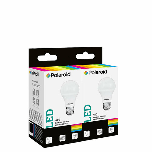 Светодиодная лампа Polaroid 220V A60 5,5W 3000K E27 470lm (2 шт.)