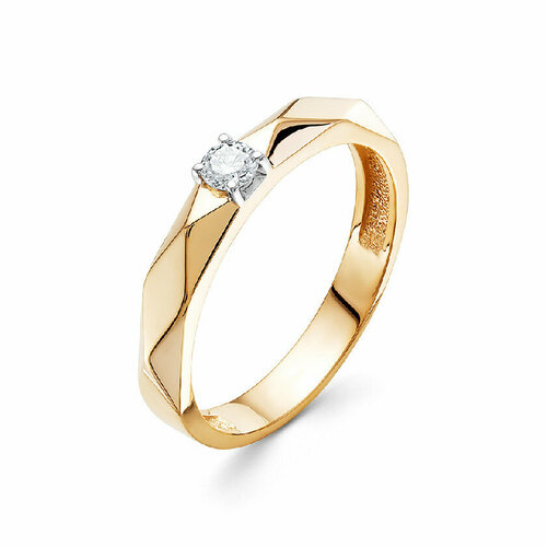Кольцо ПЕРВАЯ БРИЛЛИАНТОВАЯ, красное золото, 585 проба, бриллиант, размер 17, золотой, красный кольцо серебряное бриллиантовая мечта