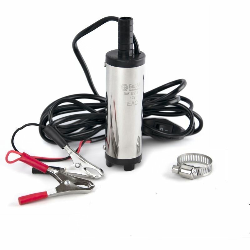 фото Погружной насос электрический 12 В (V вольт, 32 л/мин D 38 мм) для перекачки топлива, мини насос, помпа для перекачки дизельного топлива, солярки, дизтоплива, гсм, керосина