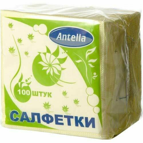 Cалфетки бумажные Antella, 1-слойные, цвет жёлтый, 24х24 см, 100 шт, 3 упаковки