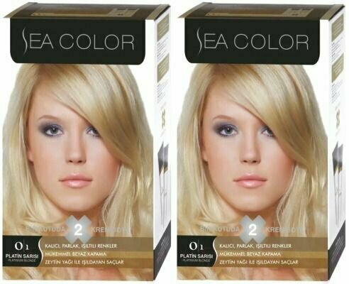 SEA COLOR HAIR DYE KIT Набор для окрашивания волос 0.1 Платиновый блонд, 2 шт.