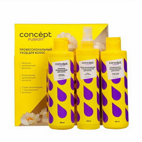 Подарочный набор женский: шампунь,300мл+кондиционер,300мл+спрей,240мл