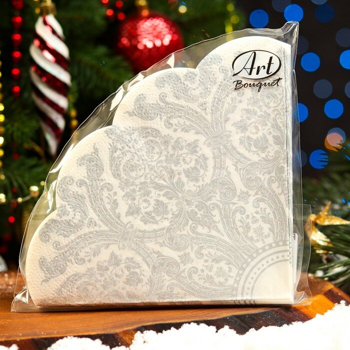 фото АртБукет Салфетки бумажные Art Bouquet Rondo Royal «Серебро», 3 слоя, d 32 см, 12 шт.