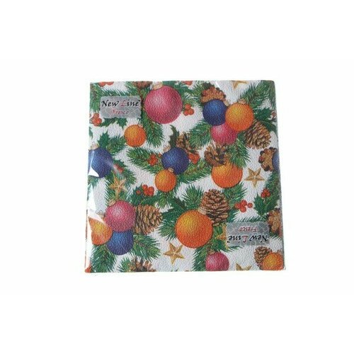 Салфетки бумажные 2сл 33*33 20шт НГ Шишки-Шарики New Line Fresco