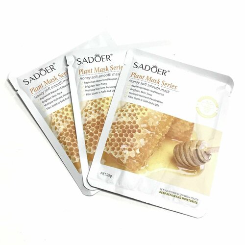 Маска для лица SADOER, с медом №20, 25 г, 3 шт в 1 упаковке маска для лица zozu с витамином c 22 25 г 3 шт в 1 упаковке