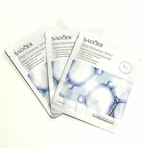 Маска для лица SADOER, с гиалуроновой кислотой, увлажняющая №15, 25 г, 3 шт в 1 упаковке маска для лица zozu с витамином c 22 25 г 3 шт в 1 упаковке
