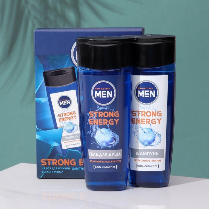 Подарочный набор для мужчин Strong Energy: гель для душа, 250 мл + шампунь, 250 мл 9904239