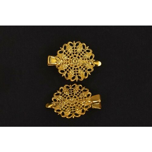 Основа заколки для волос Зажим филигрань 35х25мм цвет золото сплав металлов 19-030 1шт 220₽