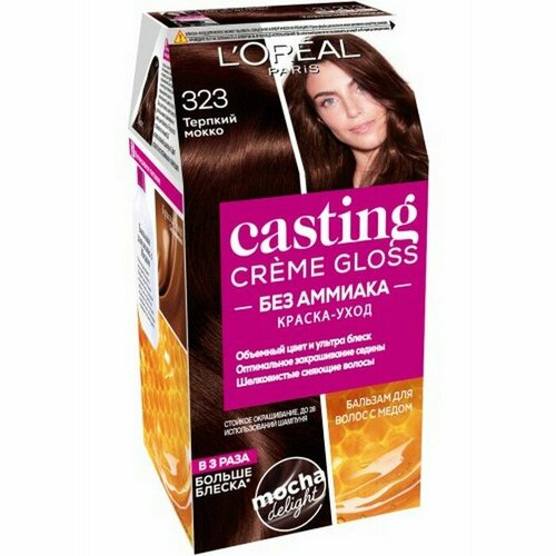 Краска для волос L'Oreal Paris Casting creme gloss, 180мл, тон: 323 терпкий мокко краска уход для волос casting creme gloss 400 каштан без аммиака 180мл бельгия 180 мл