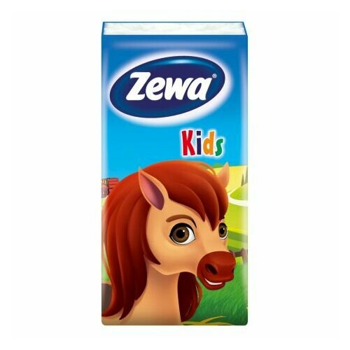 салфетки бумажные косметические zewa kids тигренок 60 шт Бумажные платочки ZEWA Kids (пачка 10 платочков) 3сл