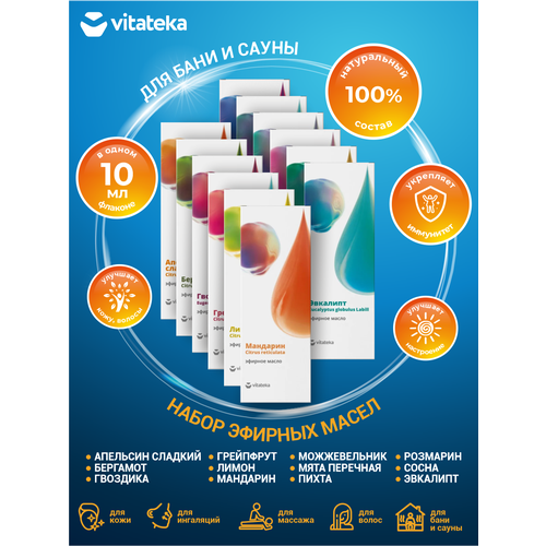 Набор эфирных масел для бани и сауны Vitateka 12 ароматов