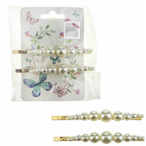 Lukky Fashion заколки невидимки жемчужинки крупные 2 шт