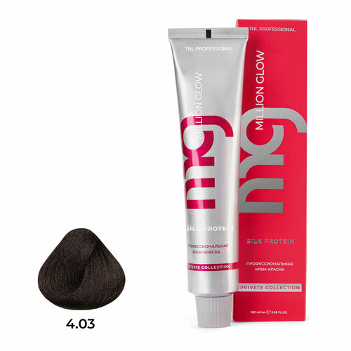 Крем-краска для волос TNL Million glow Private collection Silk protein 403 Коричневый теплый 100 мл 449₽