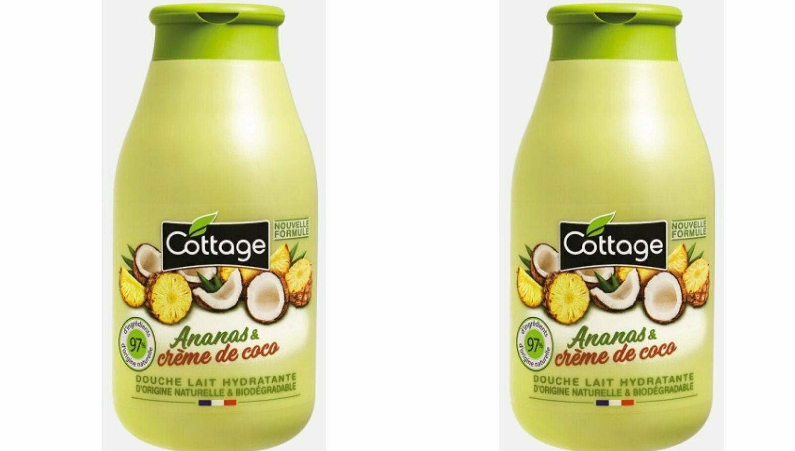 Cottage Молочко для душа увлажняющее ананас кокос,250 мл,2 шт