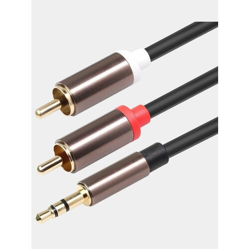 Аудио кабель 3.5мм Aux - 2 RCA тюльпаны - 1м аудиокабель nordost valhalla 7n посеребренный rca с позолоченным разъемом