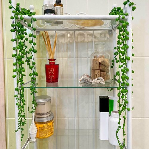 Лиана-плющ ампельная искусственная для декора интерьера, ванной, кухни Крестовник Роули, 1 шт