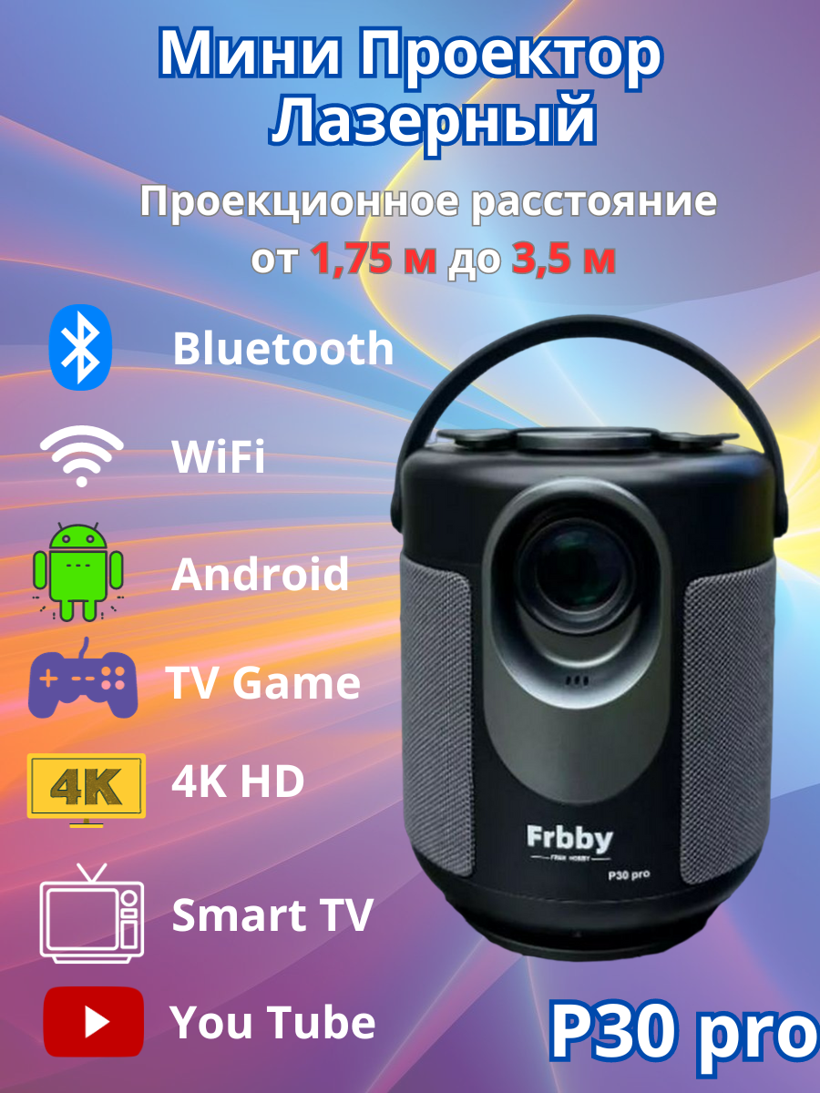 Мини проектор со Smart TV черный( 2 поколение)