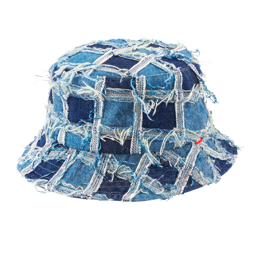 Шляпа Supreme Frayed Patchwork Denim Crusher, размер M/L, голубой
