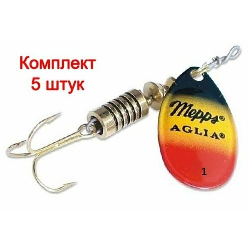 фото Блесна вращающаяся для рыбалки mepps aglia fluo, 1. furia, комплект из 5 штук