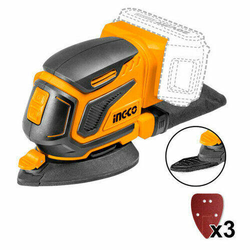 Виброшлифмашина аккумуляторная INGCO CDSLI2051 20В Li-ion без АКБ и ЗУ 133x93мм 399300₽